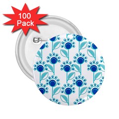 Blue Daisy Minimalist Leaves   2 25  Buttons (100 Pack) 