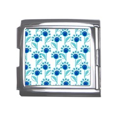 Blue Daisy Minimalist Leaves   Mega Link Italian Charm (18mm)