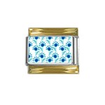 Blue Daisy Minimalist Leaves   Gold Trim Italian Charm (9mm) Front