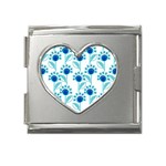 Blue Daisy Minimalist Leaves   Mega Link Heart Italian Charm (18mm) Front