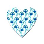 Blue Daisy Minimalist Leaves   Heart Magnet Front