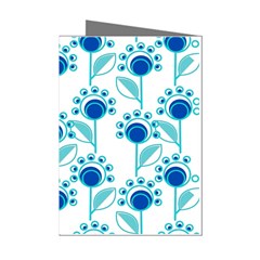 Blue Daisy Minimalist Leaves   Mini Greeting Cards (pkg Of 8)