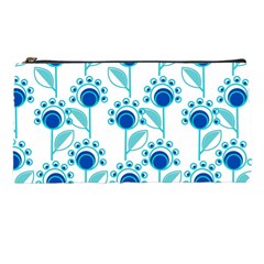 Blue Daisy Minimalist Leaves   Pencil Cases