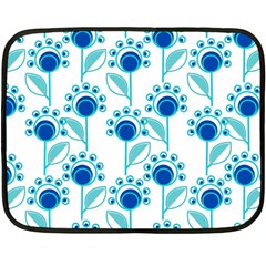 Blue Daisy Minimalist Leaves   Two Sides Fleece Blanket (mini)