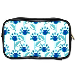 Blue Daisy Minimalist Leaves   Toiletries Bag (two Sides)