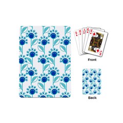 Blue Daisy Minimalist Leaves   Playing Cards Single Design (mini) by ConteMonfrey