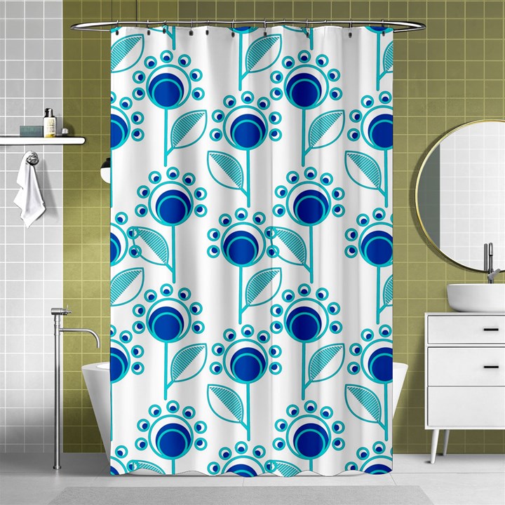 Blue Daisy Minimalist Leaves   Shower Curtain 48  x 72  (Small) 