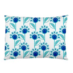 Blue Daisy Minimalist Leaves   Pillow Case (two Sides)