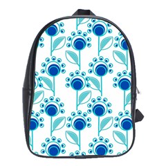 Blue Daisy Minimalist Leaves   School Bag (xl)