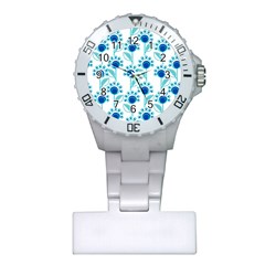 Blue Daisy Minimalist Leaves   Plastic Nurses Watch