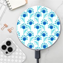 Blue Daisy Minimalist Leaves   Wireless Fast Charger(white)