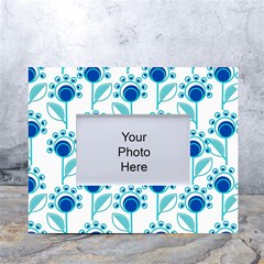 Blue Daisy Minimalist Leaves   White Tabletop Photo Frame 4 x6 