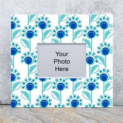 Blue Daisy Minimalist Leaves   White Wall Photo Frame 5  X 7 