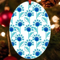 Blue Daisy Minimalist Leaves   Uv Print Acrylic Ornament Oval