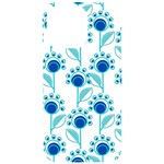 Blue Daisy Minimalist Leaves   iPhone 15 Pro Max Black UV Print PC Hardshell Case Front