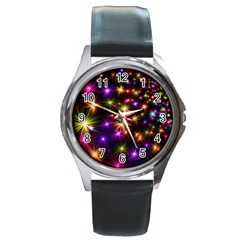 Star Colorful Christmas Abstract Round Metal Watch