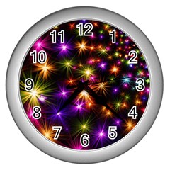 Star Colorful Christmas Abstract Wall Clock (silver)