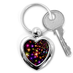 Star Colorful Christmas Abstract Key Chain (heart) by Dutashop