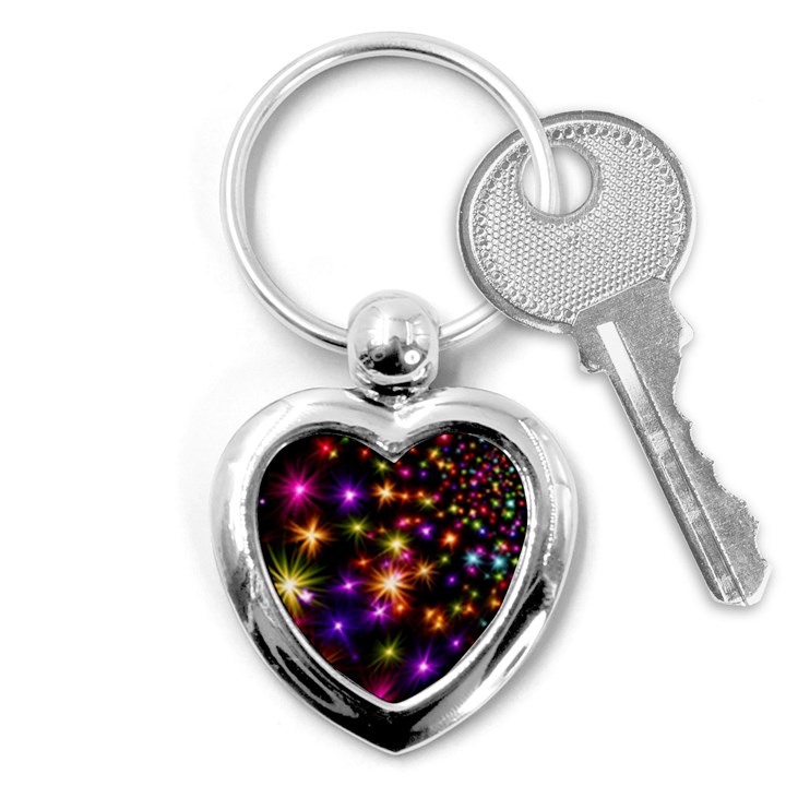 Star Colorful Christmas Abstract Key Chain (Heart)