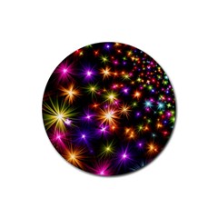 Star Colorful Christmas Abstract Rubber Round Coaster (4 Pack)