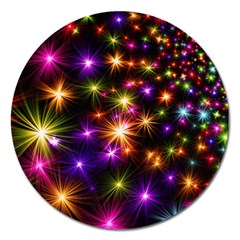 Star Colorful Christmas Abstract Magnet 5  (round)