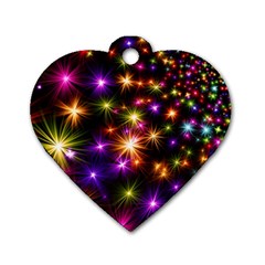 Star Colorful Christmas Abstract Dog Tag Heart (one Side)