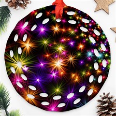 Star Colorful Christmas Abstract Round Filigree Ornament (two Sides)