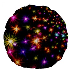 Star Colorful Christmas Abstract Large 18  Premium Round Cushions