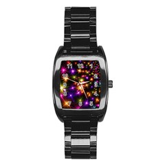 Star Colorful Christmas Abstract Stainless Steel Barrel Watch