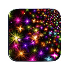 Star Colorful Christmas Abstract Square Metal Box (black)