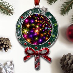 Star Colorful Christmas Abstract Metal X mas Lollipop With Crystal Ornament