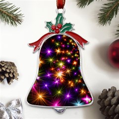 Star Colorful Christmas Abstract Metal Holly Leaf Bell Ornament