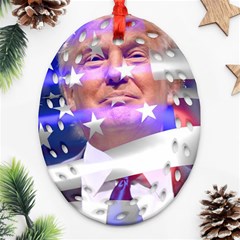 Donald Trump Flag Oval Filigree Ornament (two Sides)