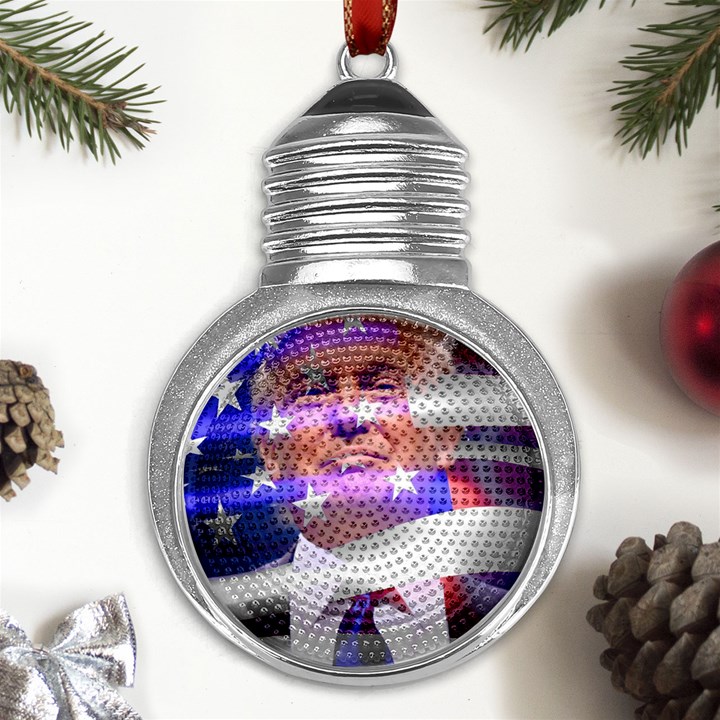 Donald Trump Flag Metal Light Bulb Shape Ornament