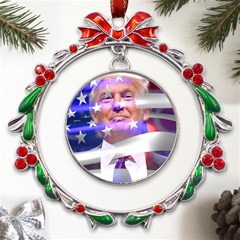 Donald Trump Flag Metal X mas Wreath Ribbon Ornament by vintagetrump