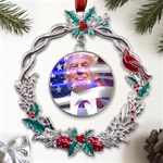 Donald Trump Flag Metal X mas Wreath Holly leaf Ornament Front