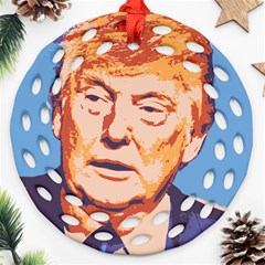 Orange Donald Trump Round Filigree Ornament (two Sides)