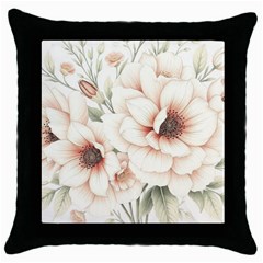 Floral Design Throw Pillow Case (black)