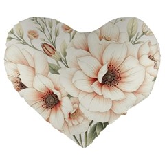 Floral Design Large 19  Premium Heart Shape Cushions