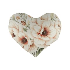 Floral Design Standard 16  Premium Flano Heart Shape Cushions