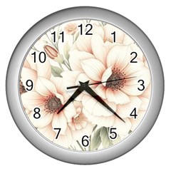 Floral Design 02 Wall Clock (silver)