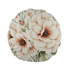 Floral Design 02 Standard 15  Premium Flano Round Cushions