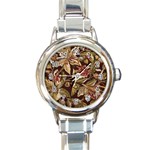 Firefly Floral Art For Print On Fabric; Fashion, Style, Handmade Design 87878 (4) Round Italian Charm Watch Front