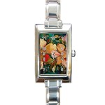  Floral Design 03 Rectangle Italian Charm Watch Front