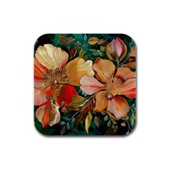  Floral Design 03 Rubber Square Coaster (4 Pack)