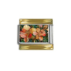  Floral Design 03 Gold Trim Italian Charm (9mm)