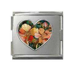  Floral Design 03 Mega Link Heart Italian Charm (18mm)