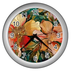  Floral Design 03 Wall Clock (silver)