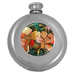  Floral Design 03 Round Hip Flask (5 Oz)