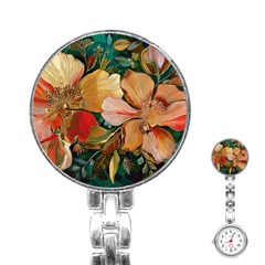  Floral Design 03 Stainless Steel Nurses Watch